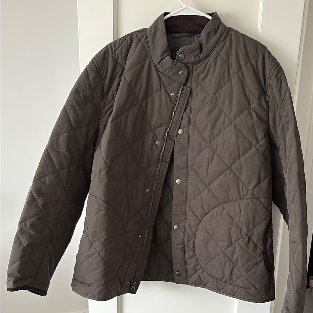 J. Crew Brown Lightweight Shirt Jacket with Quilted Design